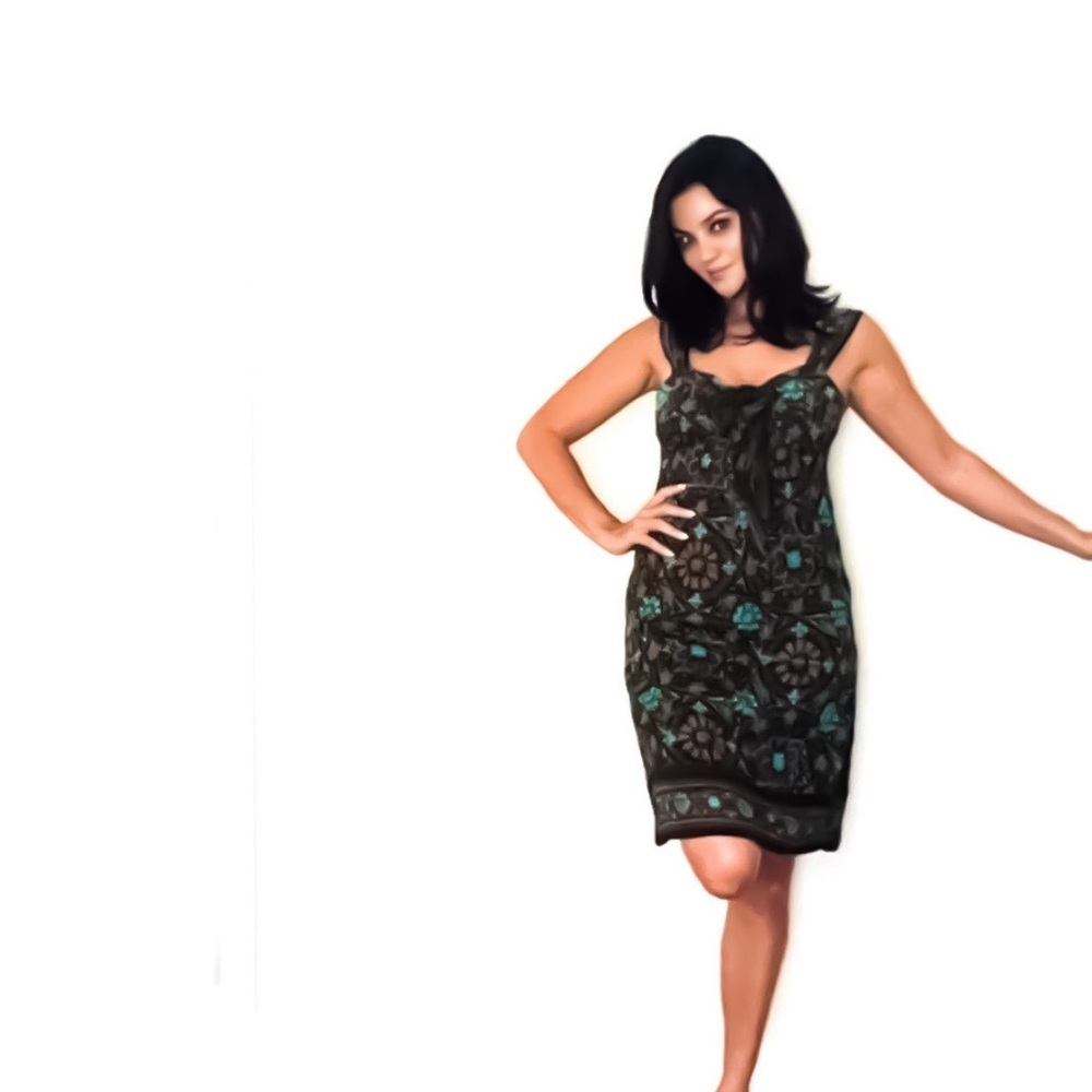 Trina Turk Sweetheart Neckline Bow Floral Dress 0